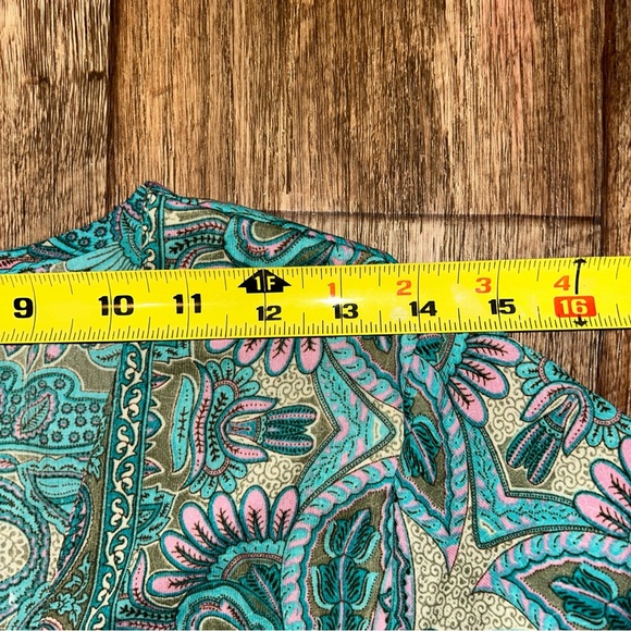 Anthropologie Boemo Maxi Dress M Teal Paisley Tiered Boho CottageTassles - Picture 6 of 10